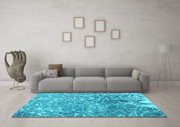 Machine Washable Abstract Light Blue Contemporary Rug in a Living Room, wshcon609lblu