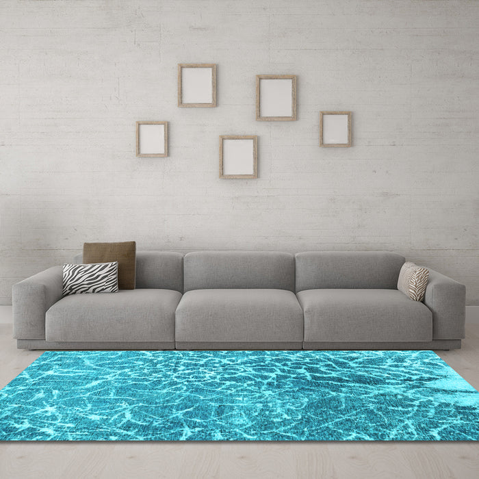 Machine Washable Abstract Light Blue Contemporary Rug in a Living Room, wshcon609lblu
