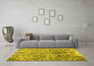 Machine Washable Abstract Yellow Contemporary Rug in a Living Room, wshcon609yw