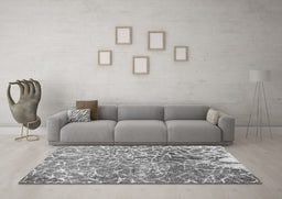 Machine Washable Abstract Gray Contemporary Rug in a Living Room,, wshcon609gry