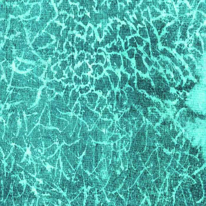 Square Machine Washable Abstract Turquoise Contemporary Area Rugs, wshcon609turq