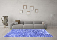 Machine Washable Abstract Blue Contemporary Rug, wshcon609blu