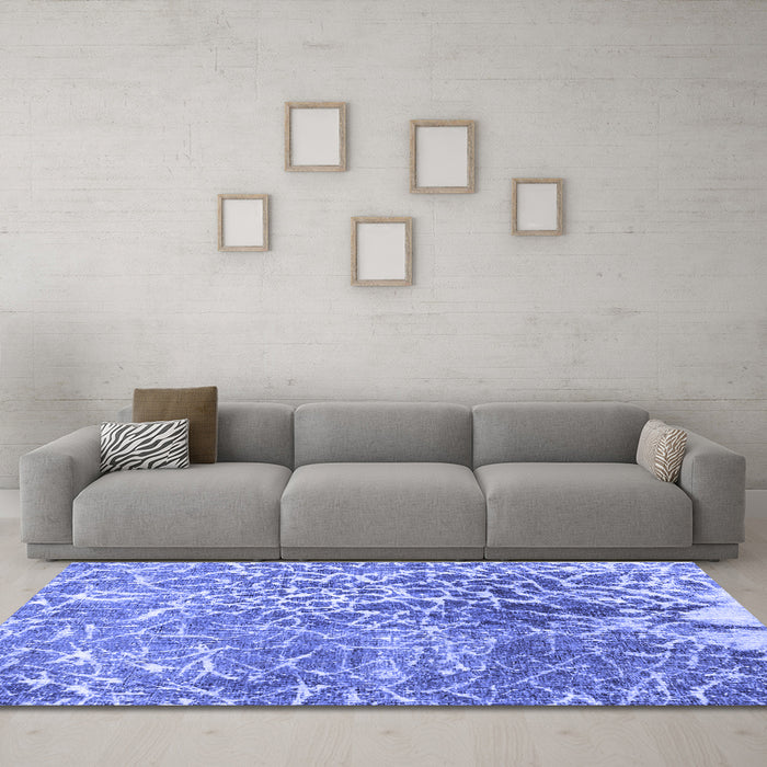 Machine Washable Abstract Blue Contemporary Rug in a Living Room, wshcon609blu