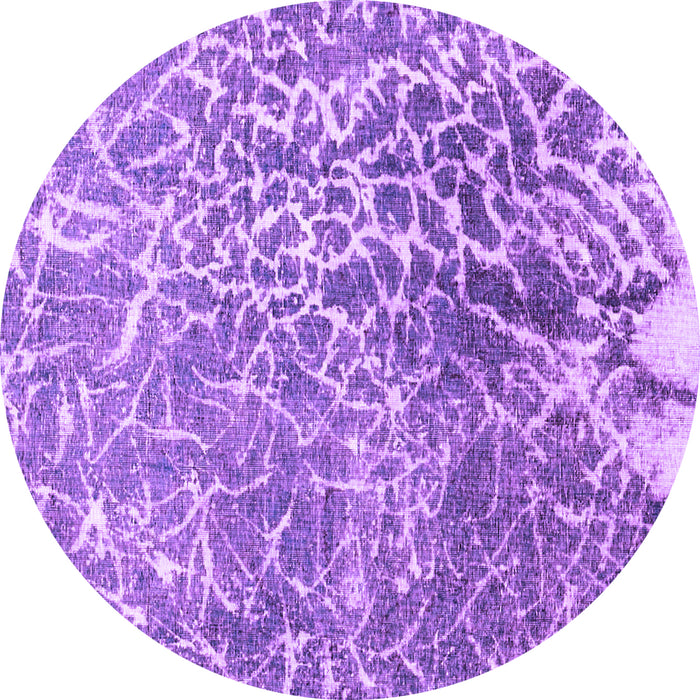 Round Machine Washable Abstract Purple Contemporary Area Rugs, wshcon609pur