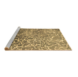 Sideview of Machine Washable Abstract Brown Contemporary Rug, wshcon609brn