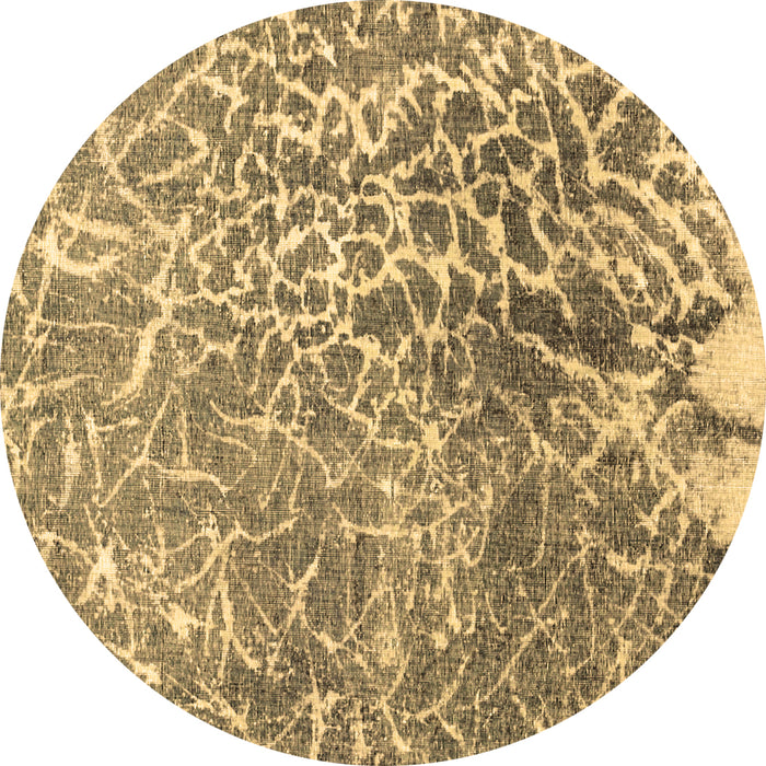 Round Machine Washable Abstract Brown Contemporary Rug, wshcon609brn