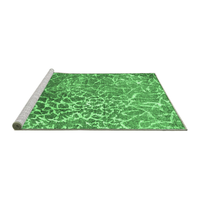 Sideview of Machine Washable Abstract Emerald Green Contemporary Area Rugs, wshcon609emgrn