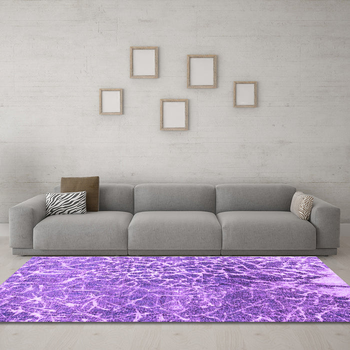 Machine Washable Abstract Purple Contemporary Area Rugs in a Living Room, wshcon609pur