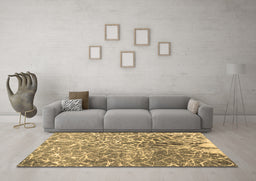 Machine Washable Abstract Brown Contemporary Rug in a Living Room,, wshcon609brn