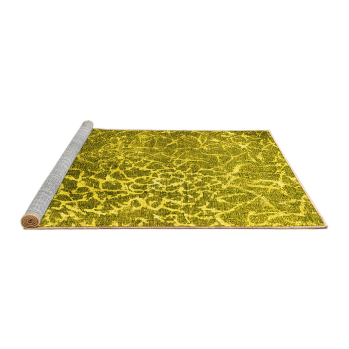 Sideview of Machine Washable Abstract Yellow Contemporary Rug, wshcon609yw
