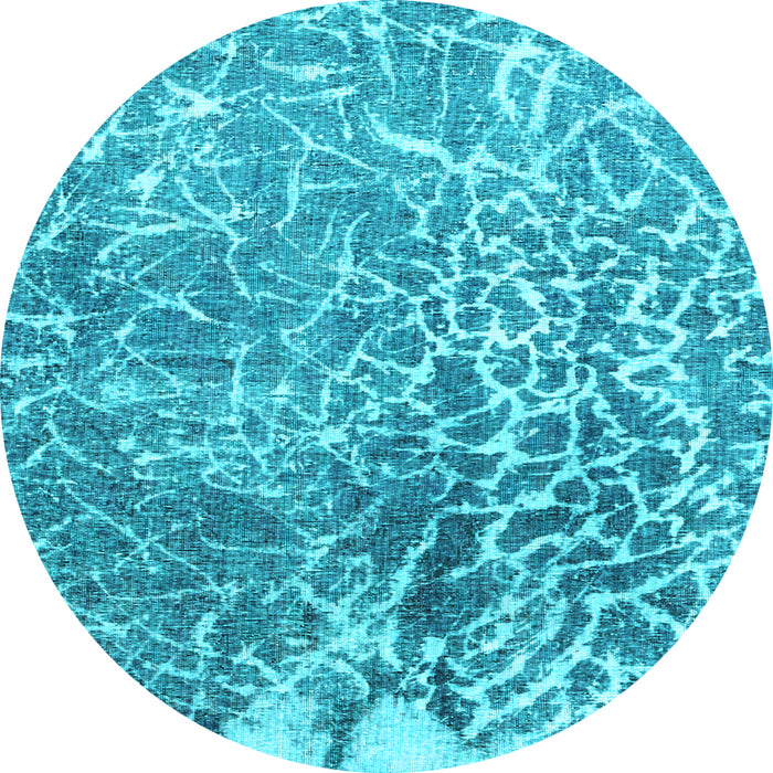 Round Abstract Light Blue Contemporary Rug, con609lblu