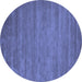 Round Abstract Blue Contemporary Rug, con60blu