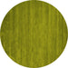 Round Abstract Yellow Contemporary Rug, con60yw