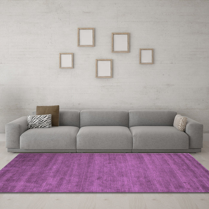 Machine Washable Abstract Purple Contemporary Area Rugs in a Living Room, wshcon60pur