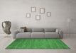 Machine Washable Abstract Emerald Green Contemporary Area Rugs in a Living Room,, wshcon60emgrn