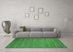 Machine Washable Abstract Emerald Green Contemporary Area Rugs in a Living Room,, wshcon60emgrn