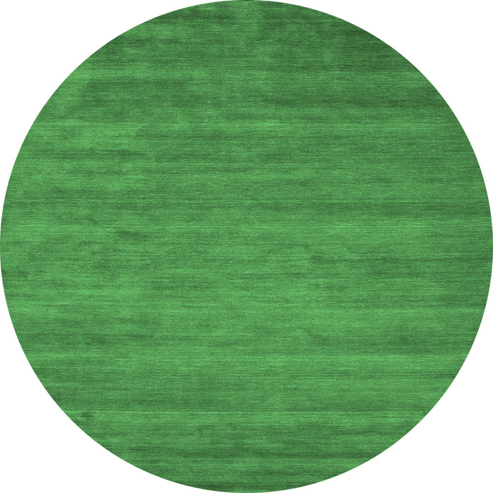 Round Machine Washable Abstract Emerald Green Contemporary Area Rugs, wshcon60emgrn