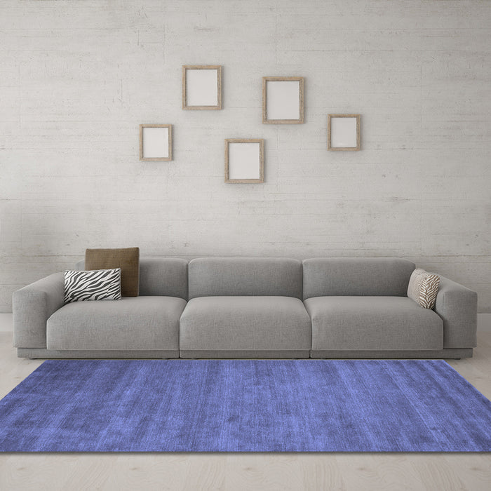 Machine Washable Abstract Blue Contemporary Rug in a Living Room, wshcon60blu