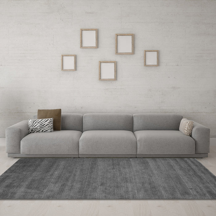 Machine Washable Abstract Gray Contemporary Rug in a Living Room,, wshcon60gry