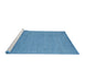 Serging Thickness of Machine Washable Contemporary Blue Rug, wshcon61