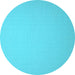 Round Abstract Light Blue Contemporary Rug, con610lblu