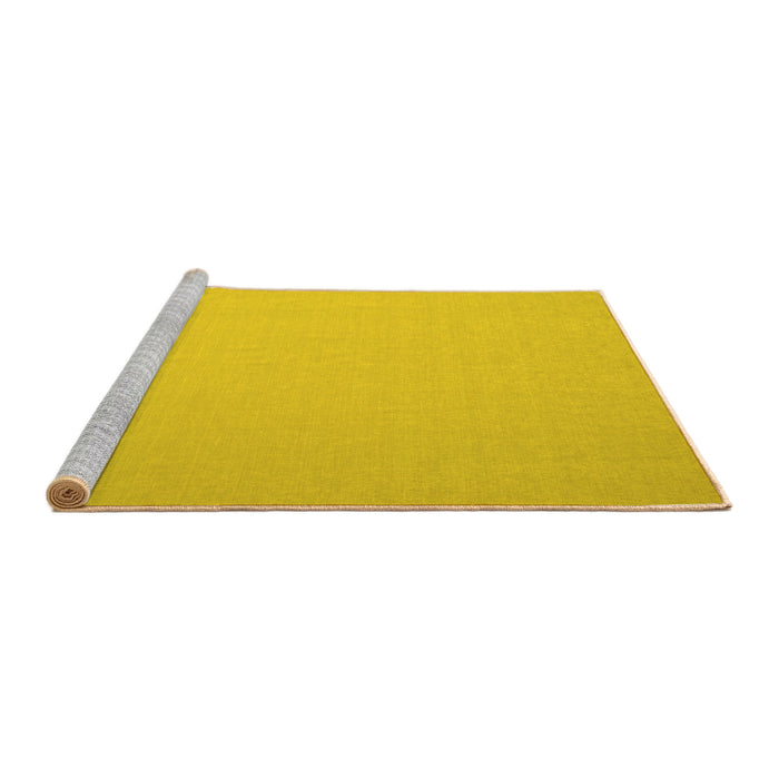 Sideview of Machine Washable Abstract Yellow Contemporary Rug, wshcon610yw
