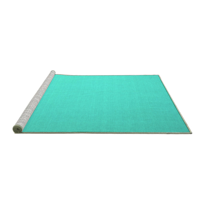 Sideview of Machine Washable Abstract Turquoise Contemporary Area Rugs, wshcon610turq