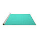 Sideview of Machine Washable Abstract Turquoise Contemporary Area Rugs, wshcon610turq