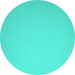 Round Abstract Turquoise Contemporary Rug, con610turq