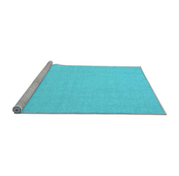 Sideview of Machine Washable Abstract Light Blue Contemporary Rug, wshcon611lblu