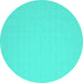 Round Abstract Turquoise Contemporary Rug, con611turq