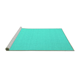 Sideview of Machine Washable Abstract Turquoise Contemporary Area Rugs, wshcon611turq