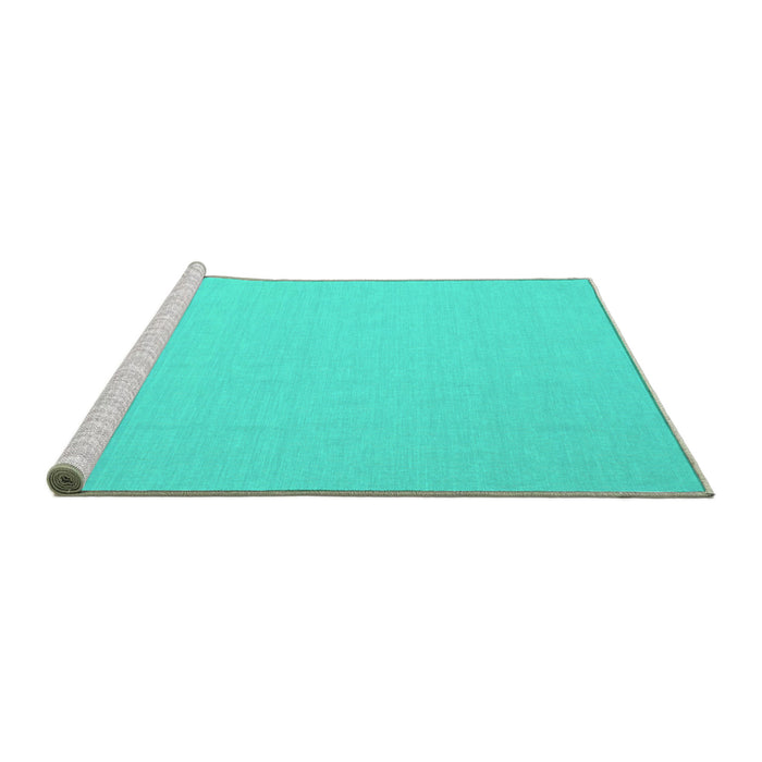 Sideview of Machine Washable Abstract Turquoise Contemporary Area Rugs, wshcon611turq