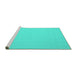 Sideview of Machine Washable Abstract Turquoise Contemporary Area Rugs, wshcon611turq