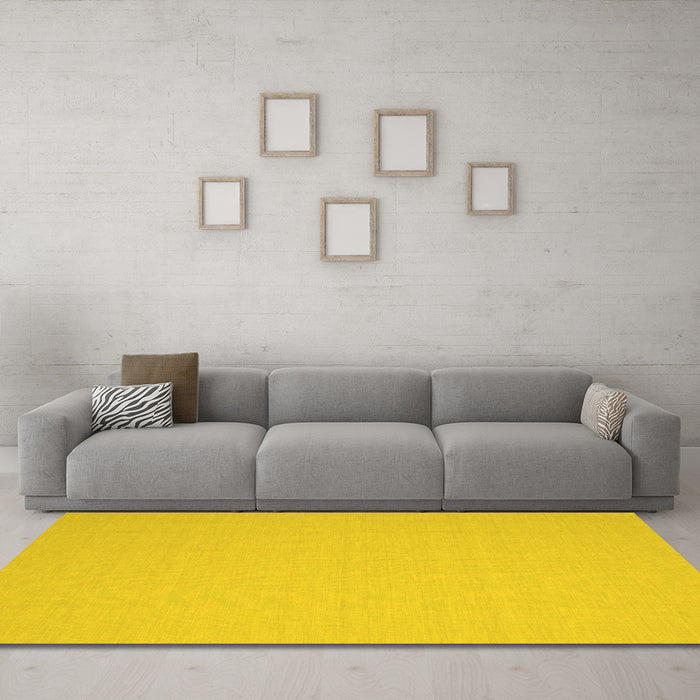 Machine Washable Abstract Yellow Contemporary Rug in a Living Room, wshcon611yw