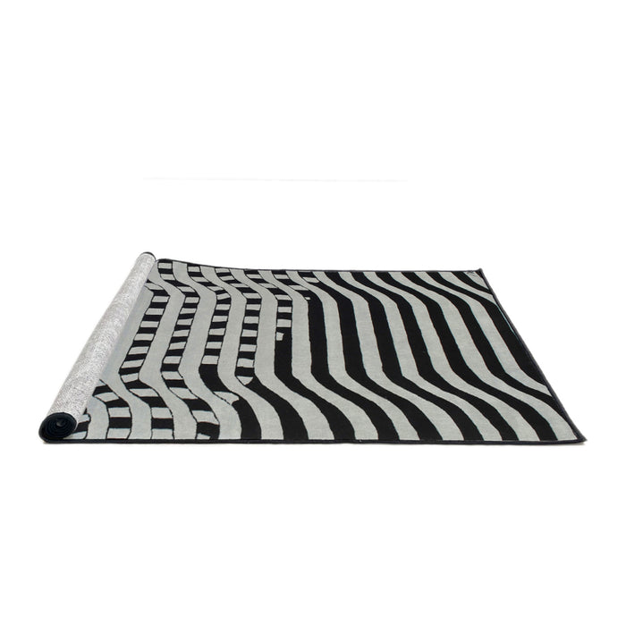 Serging Thickness of Machine Washable Contemporary Silver Gray Rug, wshcon612