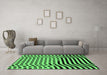 Machine Washable Abstract Emerald Green Contemporary Area Rugs in a Living Room,, wshcon612emgrn