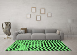 Machine Washable Abstract Emerald Green Contemporary Area Rugs in a Living Room,, wshcon612emgrn