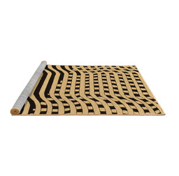 Sideview of Machine Washable Abstract Brown Contemporary Rug, wshcon612brn