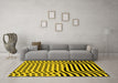 Machine Washable Abstract Yellow Contemporary Rug in a Living Room, wshcon612yw
