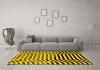 Machine Washable Abstract Yellow Contemporary Rug, wshcon612yw