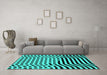 Machine Washable Abstract Turquoise Contemporary Area Rugs in a Living Room,, wshcon612turq