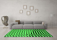 Machine Washable Abstract Green Contemporary Rug, wshcon612grn