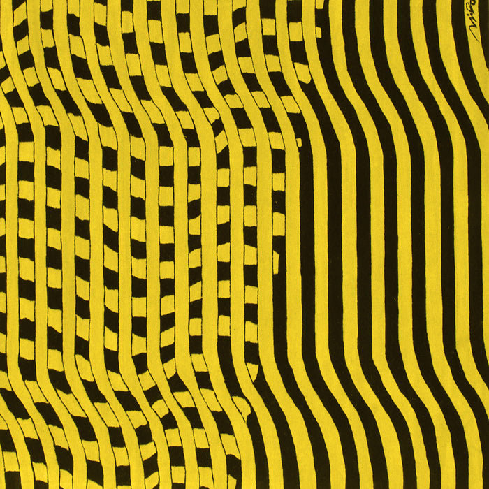 Square Abstract Yellow Contemporary Rug, con612yw