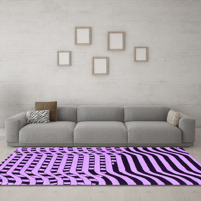 Machine Washable Abstract Purple Contemporary Area Rugs in a Living Room, wshcon612pur