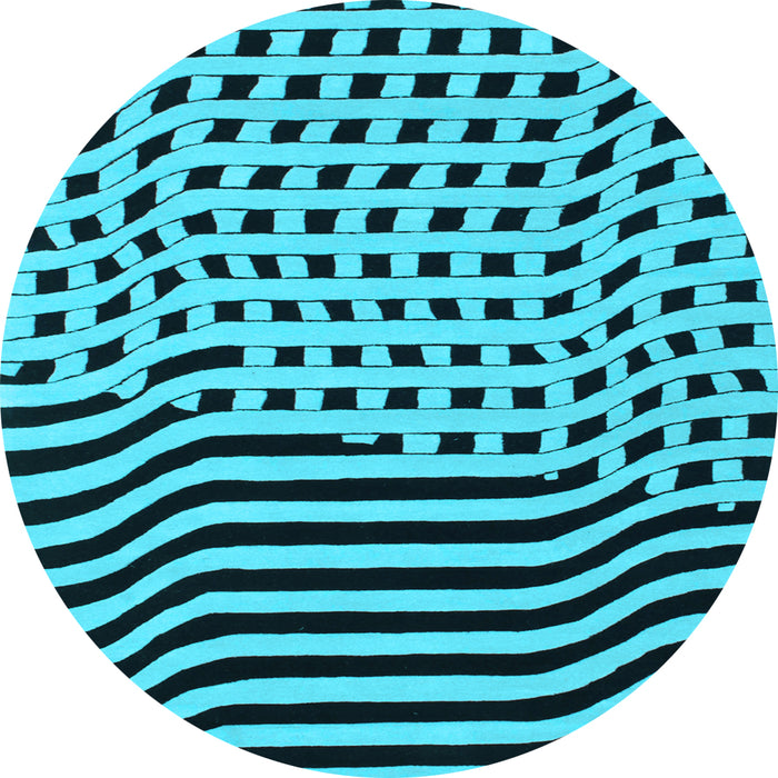 Round Machine Washable Abstract Light Blue Contemporary Rug, wshcon612lblu