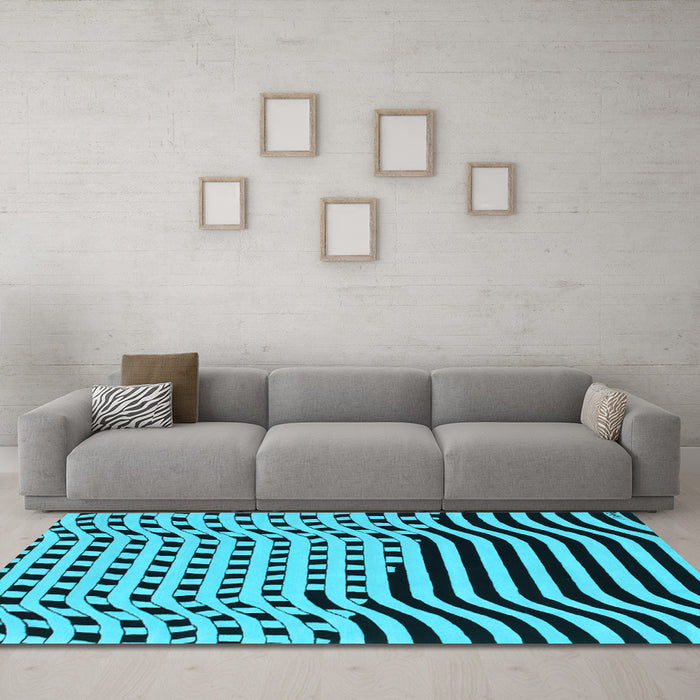 Machine Washable Abstract Light Blue Contemporary Rug in a Living Room, wshcon612lblu