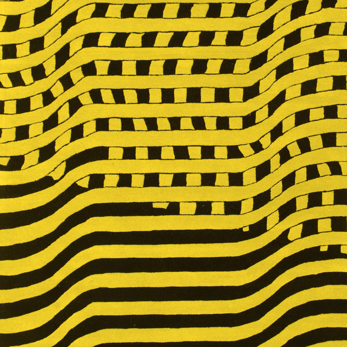 Machine Washable Abstract Yellow Contemporary Rug, wshcon612yw