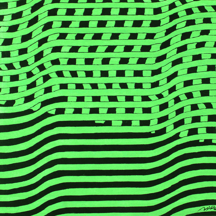 Serging Thickness of Abstract Green Contemporary Rug, con612grn