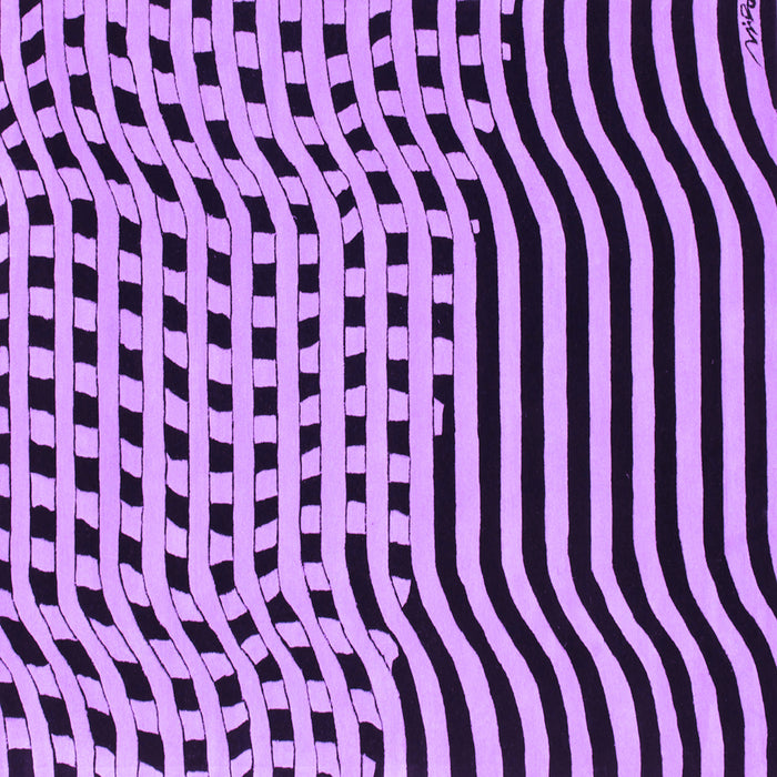 Square Machine Washable Abstract Purple Contemporary Area Rugs, wshcon612pur